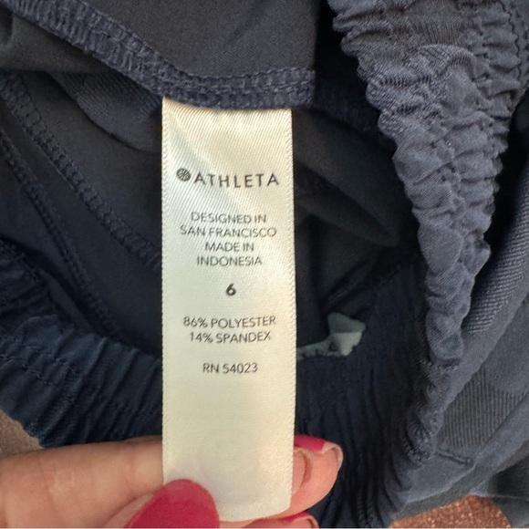 ATHLETA Brooklyn Textured Jogger Blue Camo Pants Travel Pull On - Picture 8 of 9